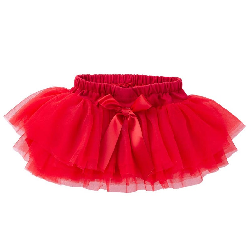 Anbaby تنورة أنبي بيبي للبنات الناعمة مع كشكش، بنطلون مغطى للحفاضات، أحمر 12-24 شهر - Image 1